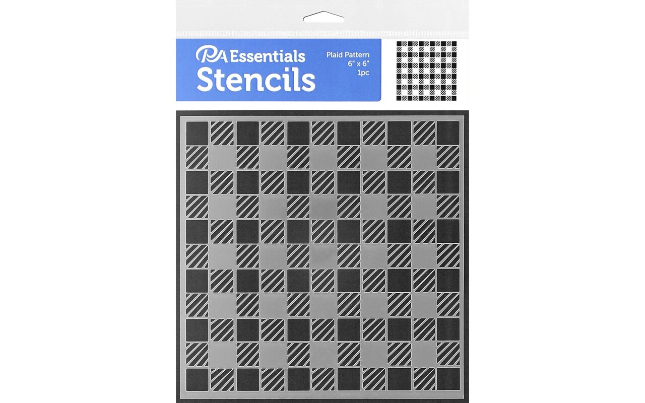 PA Essentials Stencil Plaid Pattern for Painting on Wood, Canvas, Paper, Fabric, Wall and Tile, Reusable DIY Art and Craft Stencils for Painting, 6"x6" Inches